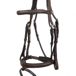 Origin hoofdstel grained leer met rubber teugel
